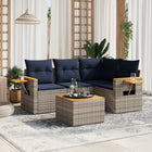 5-piece Loungeset with cushions poly rattan grey