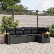 Loungeset 5-delig poly rattan zwart