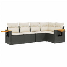 5-Delige Loungeset Met Kussens Poly Rattan Zwart