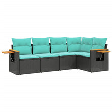 5-Delige Loungeset Met Kussens Poly Rattan 1 Zwart