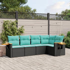 5-Piece Loungeset with Cushions Poly Rattan Black