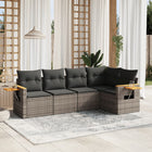 5-Delige Loungeset Met Kussens Poly Rattan Grijs