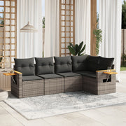 Loungeset 5-delig poly rattan grijs