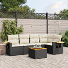 Loungeset 6-delig poly rattan zwart