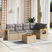 Loungeset 6-delig poly rattan beige