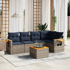 6-piece Lounge Set with Cushions Poly Rattan Grey