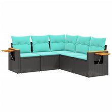 5-Delige Loungeset Met Kussens Poly Rattan 1 Zwart
