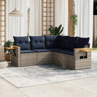 Loungeset poly rattan grijs 5-delig
