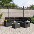 Loungeset 6-delig poly rattan zwart