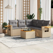 Loungeset 6-delig poly rattan beige