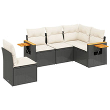 5-Delige Loungeset Met Kussens Poly Rattan Zwart