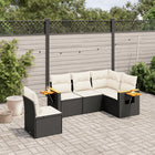 5-Piece Loungeset with Cushions Poly Rattan Black