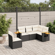 5-Piece Loungeset with Cushions Poly Rattan Black