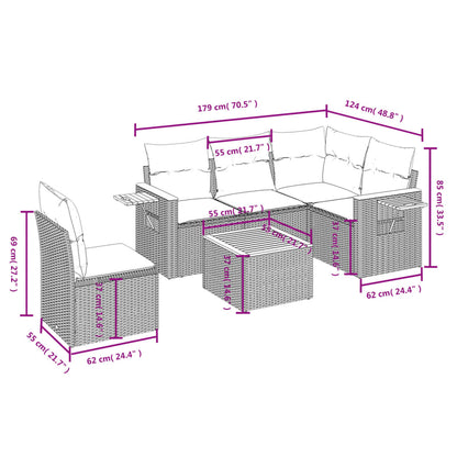 6-Delige Loungeset Met Kussens Poly Rattan Zwart