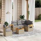 6-piece Lounge Set with cushions poly rattan beige