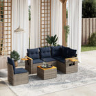 6-piece Lounge Set with Cushions Poly Rattan Grey