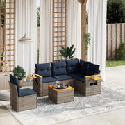 Loungeset poly rattan grijs 6-delig