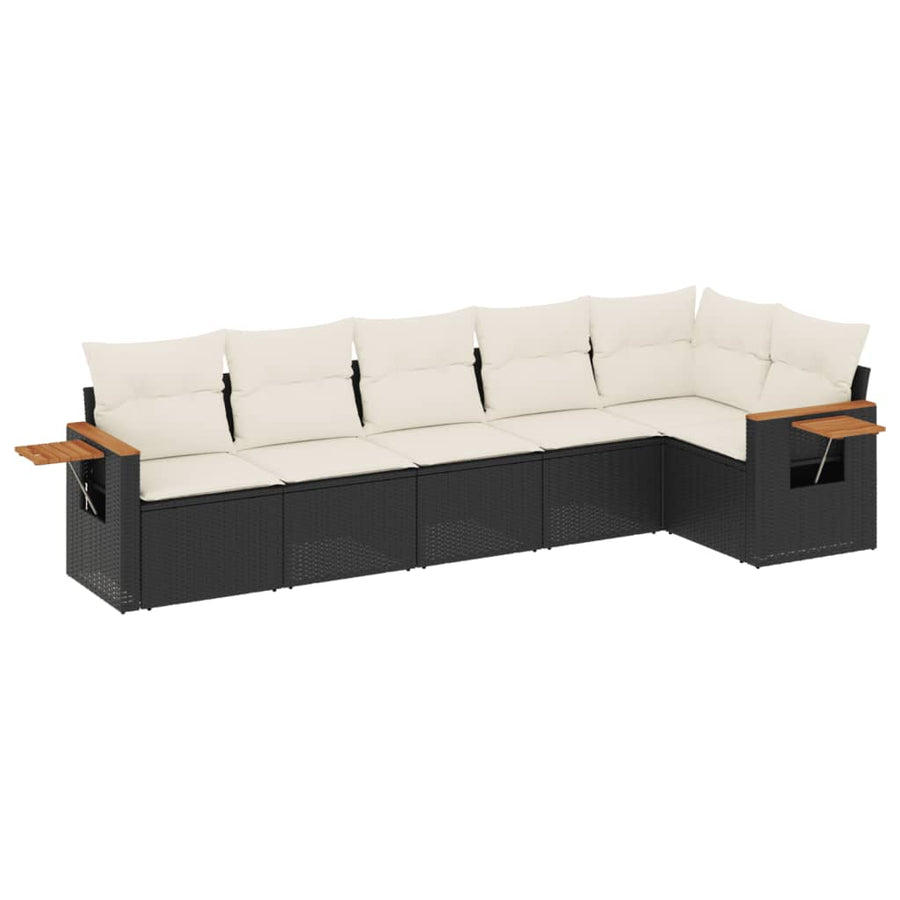 6-Delige Loungeset Met Kussens Poly Rattan Zwart