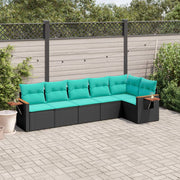 Loungeset 6-delig poly rattan zwart