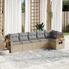 6-piece Lounge Set with cushions poly rattan beige