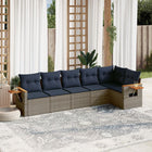6-piece Lounge Set with Cushions Poly Rattan Grey