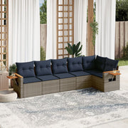 Loungeset 6-delig poly rattan grijs