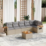 Loungeset 7-delig poly rattan beige