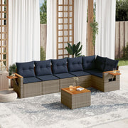 Loungeset 7-delig poly rattan grijs