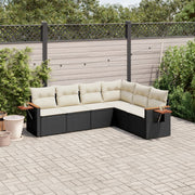 Loungeset 6-delig poly rattan zwart