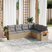 Loungeset 6-delig poly rattan beige