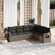 Loungeset 6-delig poly rattan grijs
