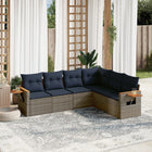Loungeset 6-delig poly rattan grijs
