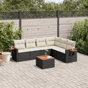 Loungeset 7-delig poly rattan zwart