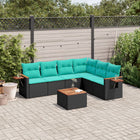 7-piece lounge set with cushions poly rattan black