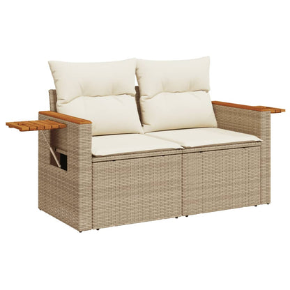 7-Delige Loungeset Met Kussens Poly Rattan Beige