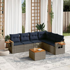 7-piece Lounge Set with Cushions poly rattan grey