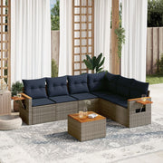 Loungeset 7-delig poly rattan grijs