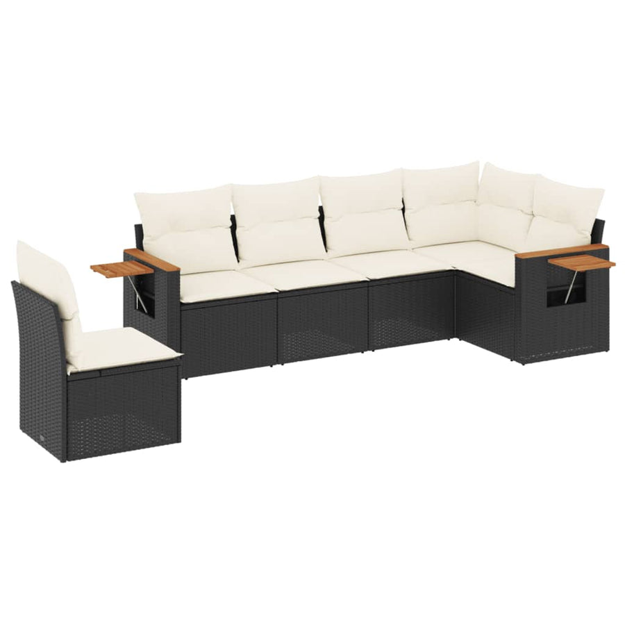 6-Delige Loungeset Met Kussens Poly Rattan Zwart