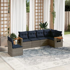 6-piece Lounge Set with Cushions Poly Rattan Grey