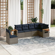 Loungeset 6-delig poly rattan grijs