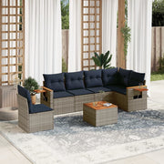 Loungeset 7-delig poly rattan grijs