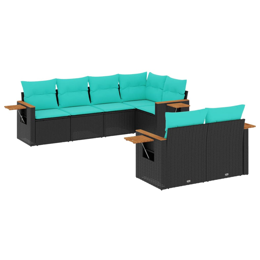 7-Delige Loungeset Met Kussens Poly Rattan
