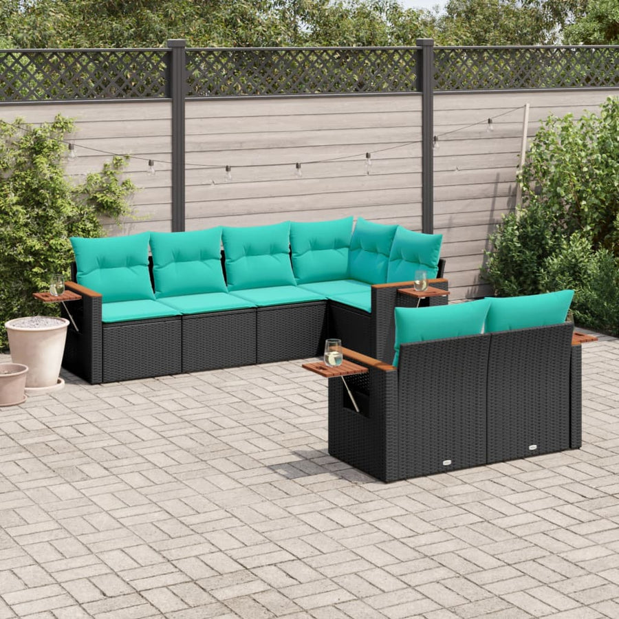 7-Delige Loungeset Met Kussens Poly Rattan