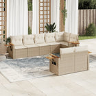 8-Delige Loungeset Met Kussens Poly Rattan Beige