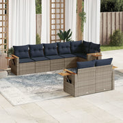 Loungeset 8-delig poly rattan grijs