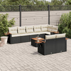 9-piece Lounge Set with cushions poly rattan black