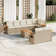 Loungeset 9-delig poly rattan beige