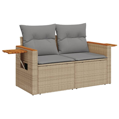 9-Delige Loungeset Met Kussens Poly Rattan Grijs