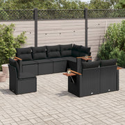 Loungeset 8-delig poly rattan zwart