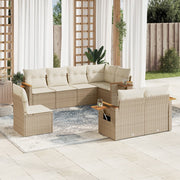 Loungeset poly rattan 8-delig beige